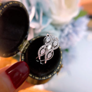 LUOWEND 18K White Gold Real Natural Diamond Ring for Women
