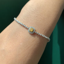 Load image into Gallery viewer, LUOWEND 18K White Gold Real Natural Yellow Diamond Bracelet for Women
