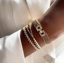 Load image into Gallery viewer, LUOWEND 18K Yellow Gold Real Natural Diamond Bracelet for Women
