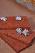 Load image into Gallery viewer, LUOWEND 18K White Gold Natural Diamond Stud Earrings for Women
