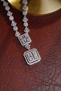 LUOWEND 18K White Gold Real Natural Diamond Necklace for Women