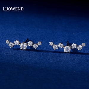 LUOWEND 18K White or Rose Gold Real Natural Diamond Stud Earrings for Women
