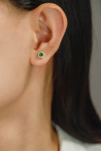 Load image into Gallery viewer, LUOWEND 18K Yellow Gold Real Natural Emerald and Diamond Gemstone Earrings for Women
