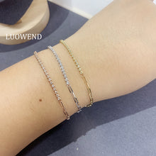 Load image into Gallery viewer, LUOWEND 18K White or Yellow or Rose Gold Real Natural Diamond Bracelet for Women
