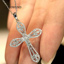Load image into Gallery viewer, LUOWEND 18K White Gold Natural Diamond Necklace for Women
