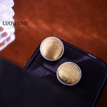 Load image into Gallery viewer, LUOWEND 18K White and Yellow Gold Real Natural Diamond Stud Earrings for Women
