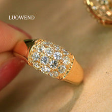 Load image into Gallery viewer, LUOWEND 18K Yellow Gold Natural Diamond Ring for Women
