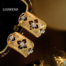 Load image into Gallery viewer, LUOWEND 18K Yellow Gold Real Natural Diamond Earrings for Women
