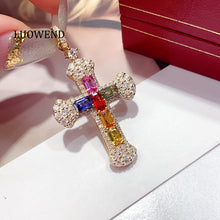 Load image into Gallery viewer, LUOWEND 18K Yellow Gold Natural Color Sapphire Pendant for Women
