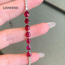 Load image into Gallery viewer, LUOWEND 18K White Gold Natural Ruby Bracelet for Women
