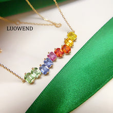 Load image into Gallery viewer, LUOWEND 18K Yellow Gold Natural Color Sapphire Necklace for Women
