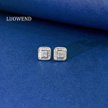 Load image into Gallery viewer, LUOWEND 18K White Gold Real Natural Diamond Stud Earrings for Women
