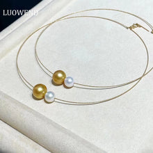 Load image into Gallery viewer, LUOWEND 18K Yellow Gold Pearl Necklace for Women
