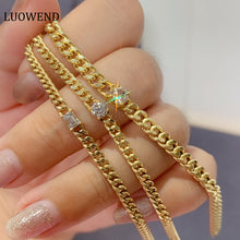 Load image into Gallery viewer, LUOWEND 18K Yellow Gold Real Natural Diamond Bracelet for Women
