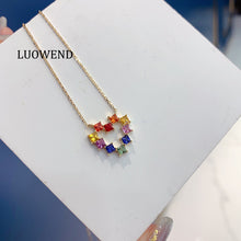Load image into Gallery viewer, LUOWEND 18K Yellow Gold Natural Color Sapphire Necklace for Women
