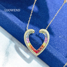 Load image into Gallery viewer, LUOWEND 18K Yellow Gold Natural Color Sapphire Necklace for Women
