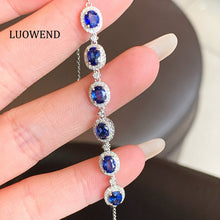 Load image into Gallery viewer, LUOWEND 18K White Gold Natural Sapphire Bracelet for Women
