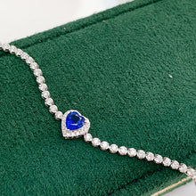 Load image into Gallery viewer, LUOWEND 18K White Gold Fine Jewelry Heart Shape Natural Sapphire Bracelet for Women

