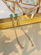 Load image into Gallery viewer, LUOWEND 18K Yellow Gold Fine Jewelry Real Natural Emerald Earrings for Women
