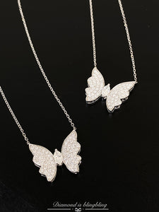 LUOWEND 18K White Gold Natural Diamond Necklace for Women