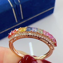 Load image into Gallery viewer, LUOWEND 18K Yellow Gold Natural Color Sapphire Ring for Women
