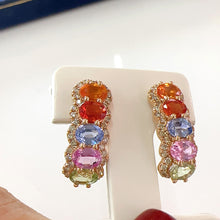 Load image into Gallery viewer, LUOWEND 18K Yellow Gold Natural Color Sapphire Earrings for Women
