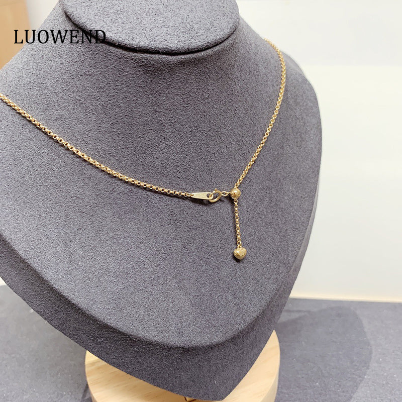 LUOWEND 18K Yellow Gold Necklace for Women