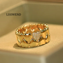 Load image into Gallery viewer, LUOWEND 18K Yellow Gold Natural Diamond Ring for Women
