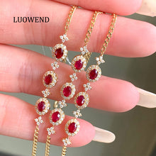 Load image into Gallery viewer, LUOWEND 18K Yellow Gold Natural Ruby Bracelet for Women
