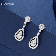 Load image into Gallery viewer, LUOWEND 18K White Gold Real Natural Diamond Stud Earrings for Women
