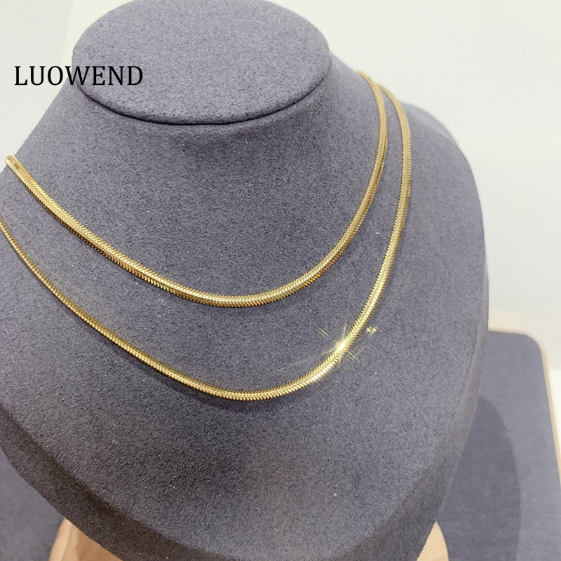 LUOWEND 18K Yellow Gold Snake Chain Necklace for Women