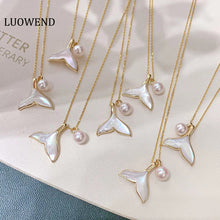 Load image into Gallery viewer, LUOWEND 18K Yellow Gold Natural Pearl Necklace for Women
