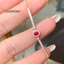 Load image into Gallery viewer, LUOWEND 18K Rose Gold Natural Ruby Bracelet for Women
