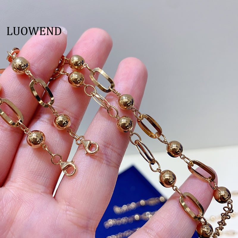 LUOWEND 18K Yellow Gold Bracelet for Women