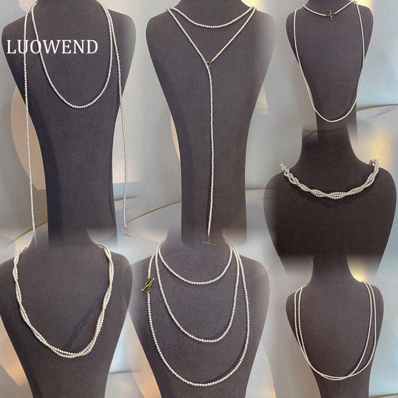 LUPWEND Natural Freshwater Pearl Necklace for Women