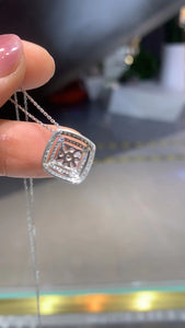 LUOWEND 18K White Gold Real Natural Diamond Pendant Necklace for Women