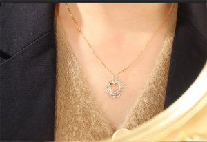 LUOWEND 18K White or Yellow Gold Real Natural Diamond Pendant Necklace for Women