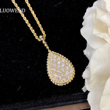 Load image into Gallery viewer, LUOWEND 18K Yellow Gold Real Natural Diamond Pendant Necklace for Women
