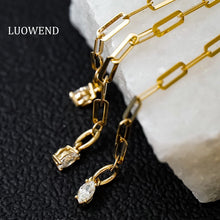 Load image into Gallery viewer, LUOWEND 18K Yellow Gold Real Natural Diamond Bracelet and Anklet Chain for Women
