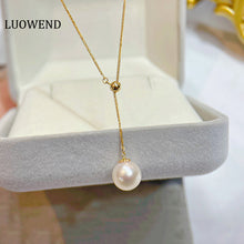 Load image into Gallery viewer, LUOWEND 18K Yellow Gold Natural Pearl Necklace for Women
