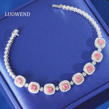 Load image into Gallery viewer, LUOWEND 18K White Gold Real Natural Pink Diamond Bracelet for Women
