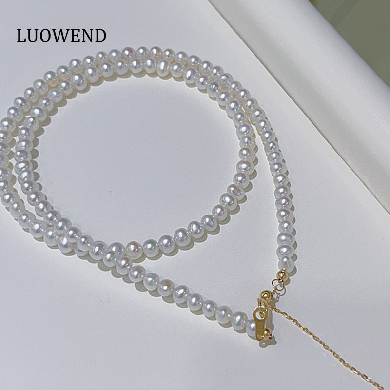 LUOWEND Natural Feshwater Pearl Necklace for Women