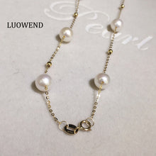 Load image into Gallery viewer, LUOWEND 18K Yellow Gold Freshwater Pearl Necklace for Women
