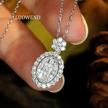 Load image into Gallery viewer, LUOWEND 18K White Gold Natural Diamond Necklace for Women
