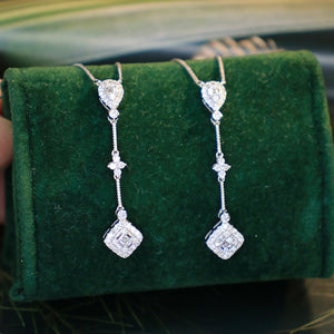 LUOWEND 18K White Gold Real Natural Diamond Pendant Necklace for Women