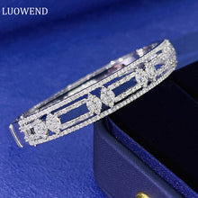 Load image into Gallery viewer, LUOWEND 18K White Gold Real Natural Diamond Bracelet for Women
