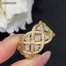 Load image into Gallery viewer, LUOWEND 18K Yellow Gold Real Natural Diamond Ring for Women
