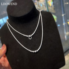 Load image into Gallery viewer, LUOWEND 18K White Gold Real Natural Diamond Necklace for Women
