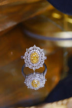 Load image into Gallery viewer, LUOWEND 18K White Gold Natural Yellow Diamond Ring for Women
