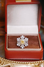 Load image into Gallery viewer, LUOWEND 18K White Gold Natural Yellow Diamond Ring for Women
